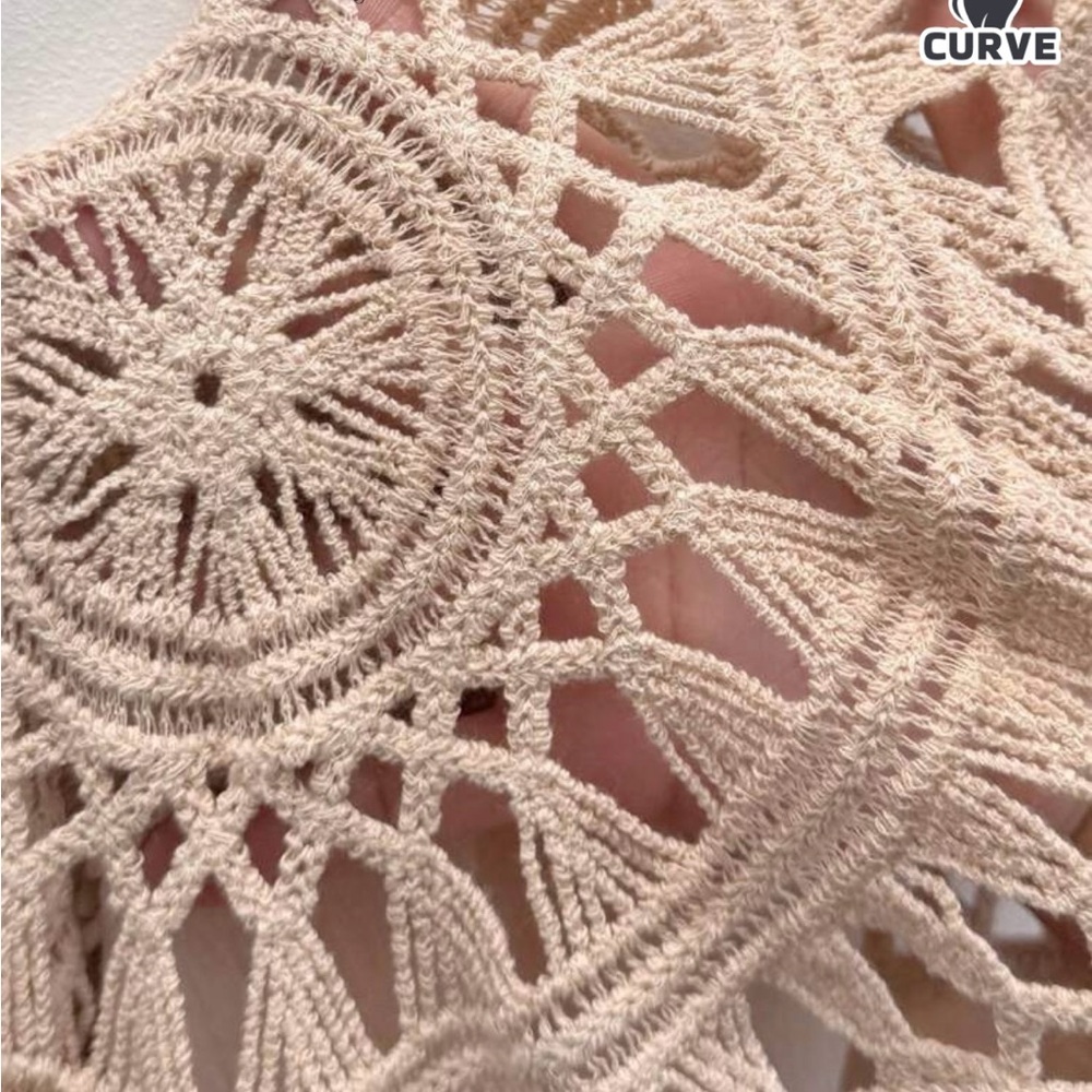 SHEIN Beige Maxi Dress with Crochet Back - Picture 3 of 4